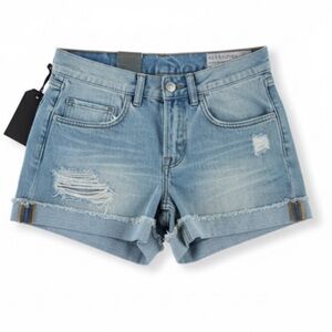 All Saints Distressed “Boys Short” Indigo Patch Women’s Size 24 New With Tags